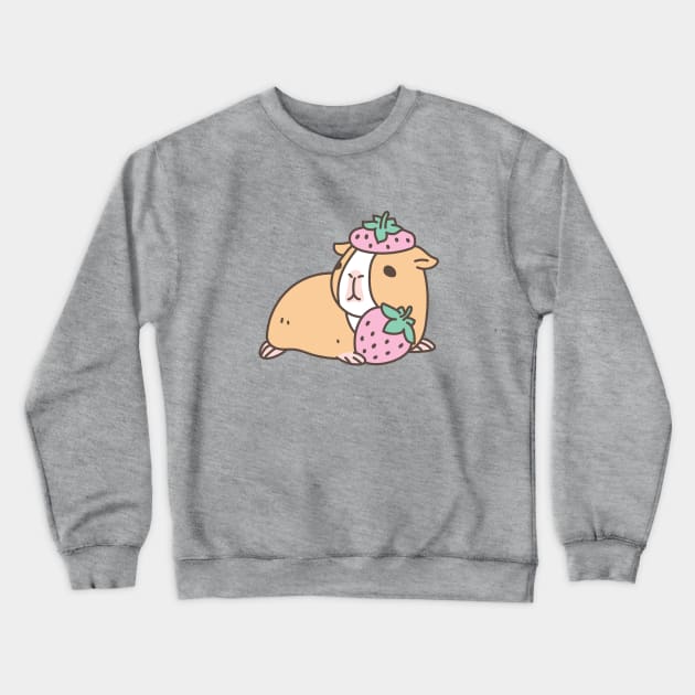 Strawberry Beret Guinea Pig Crewneck Sweatshirt by Noristudio